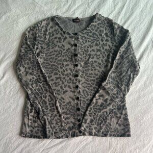 Danier Cardigan Grey Leopard Print Small